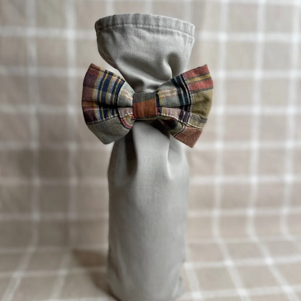 Handcrafted Wine or Liquor Bottle Gift Bag Made From Jeans and Tie